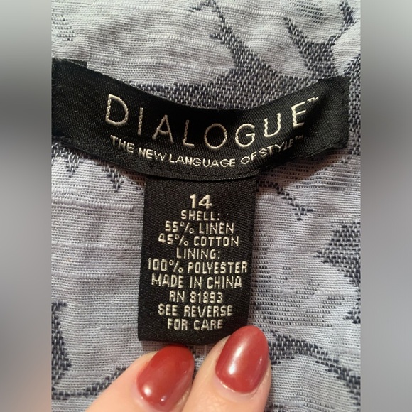 Dialogue Jacket Floral Jacquard QVC Blazer Open Style Blue Size 14 New - Picture 9 of 12